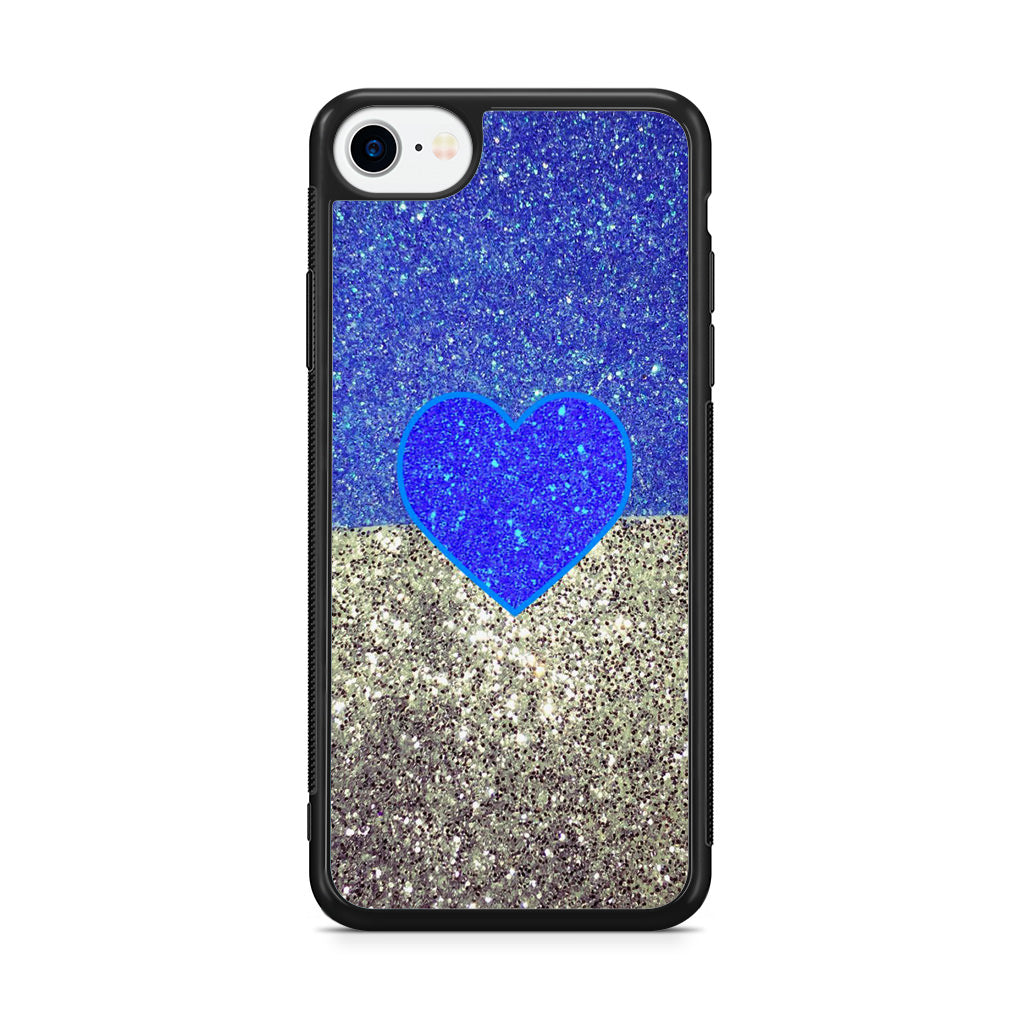 Love Glitter Blue and Grey iPhone SE 3rd Gen 2022 Case