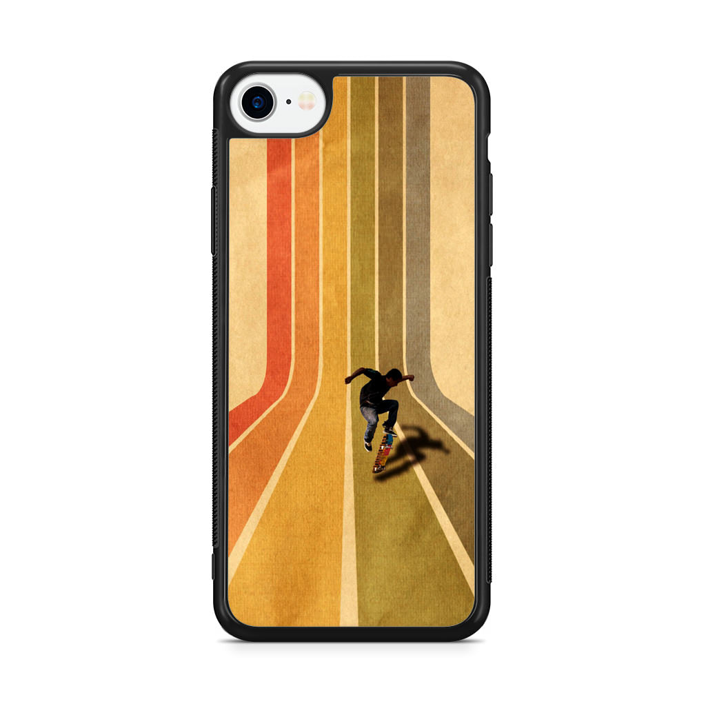 Vintage Skateboard On Colorful Stipe iPhone SE 3rd Gen 2022 Case