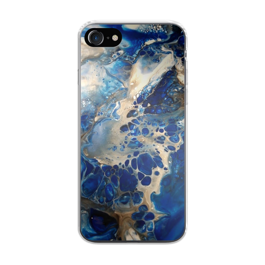 Abstract Golden Blue Paint Art iPhone SE 3rd Gen 2022 Case