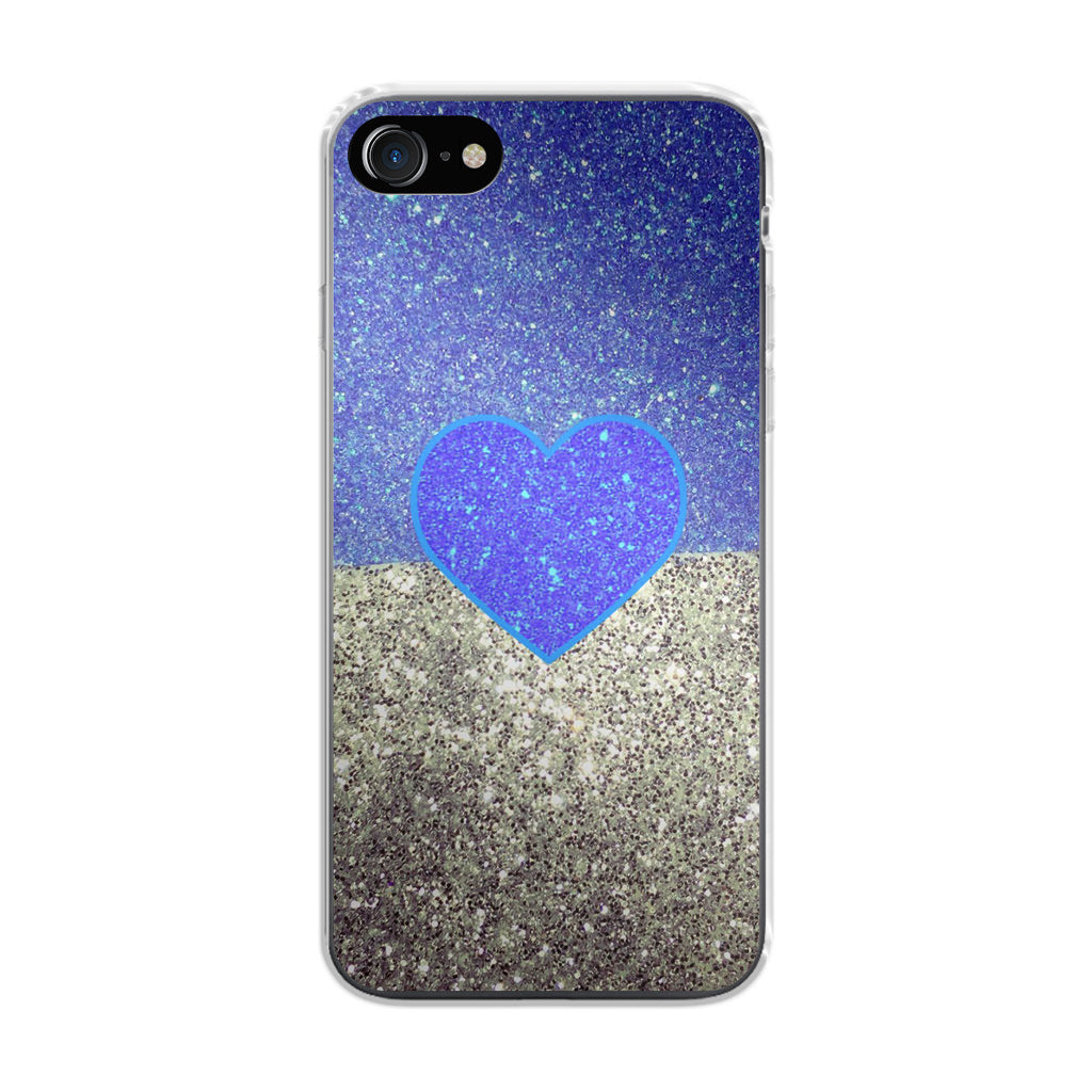 Love Glitter Blue and Grey iPhone SE 3rd Gen 2022 Case