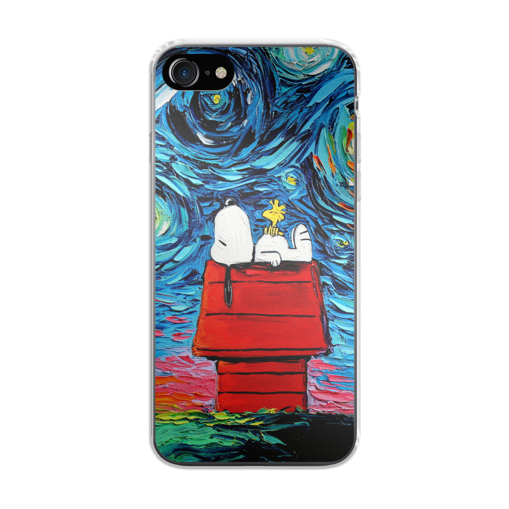 Dog Lying Under Starry Night Van Gogh iPhone SE 3rd Gen 2022 Case
