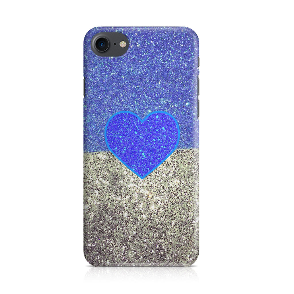 Love Glitter Blue and Grey iPhone SE 3rd Gen 2022 Case