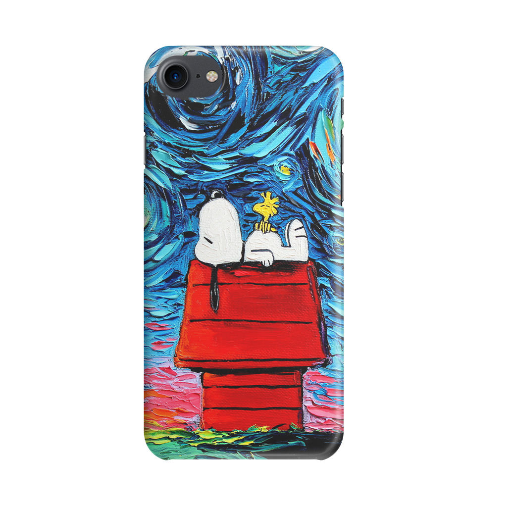 Dog Lying Under Starry Night Van Gogh iPhone SE 3rd Gen 2022 Case