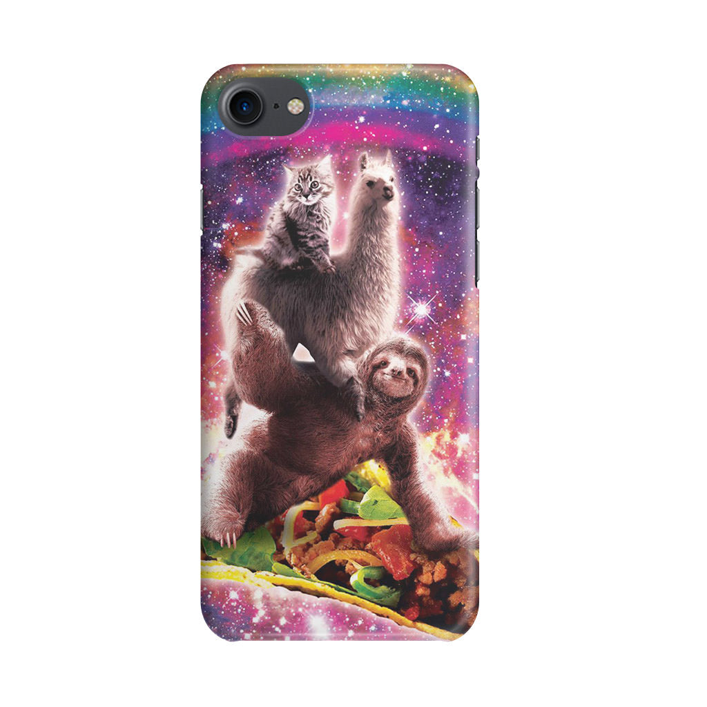 LLama Sloth And Cat Playing Together iPhone SE 3rd Gen 2022 Case