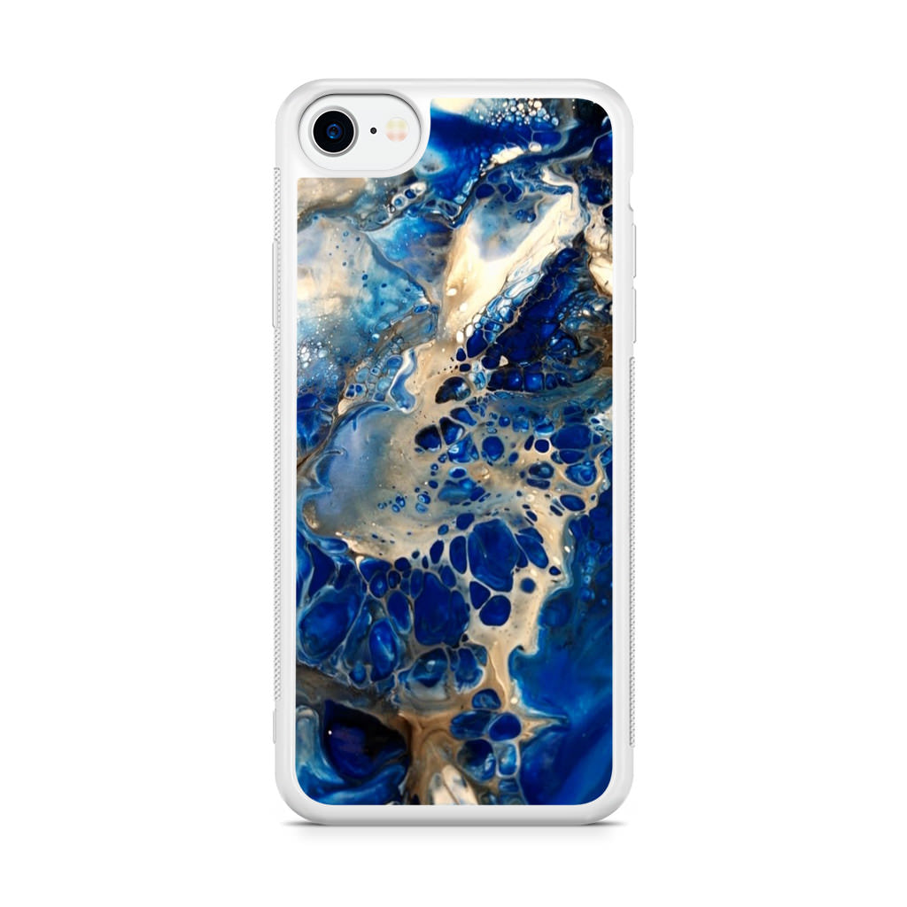 Abstract Golden Blue Paint Art iPhone SE 3rd Gen 2022 Case