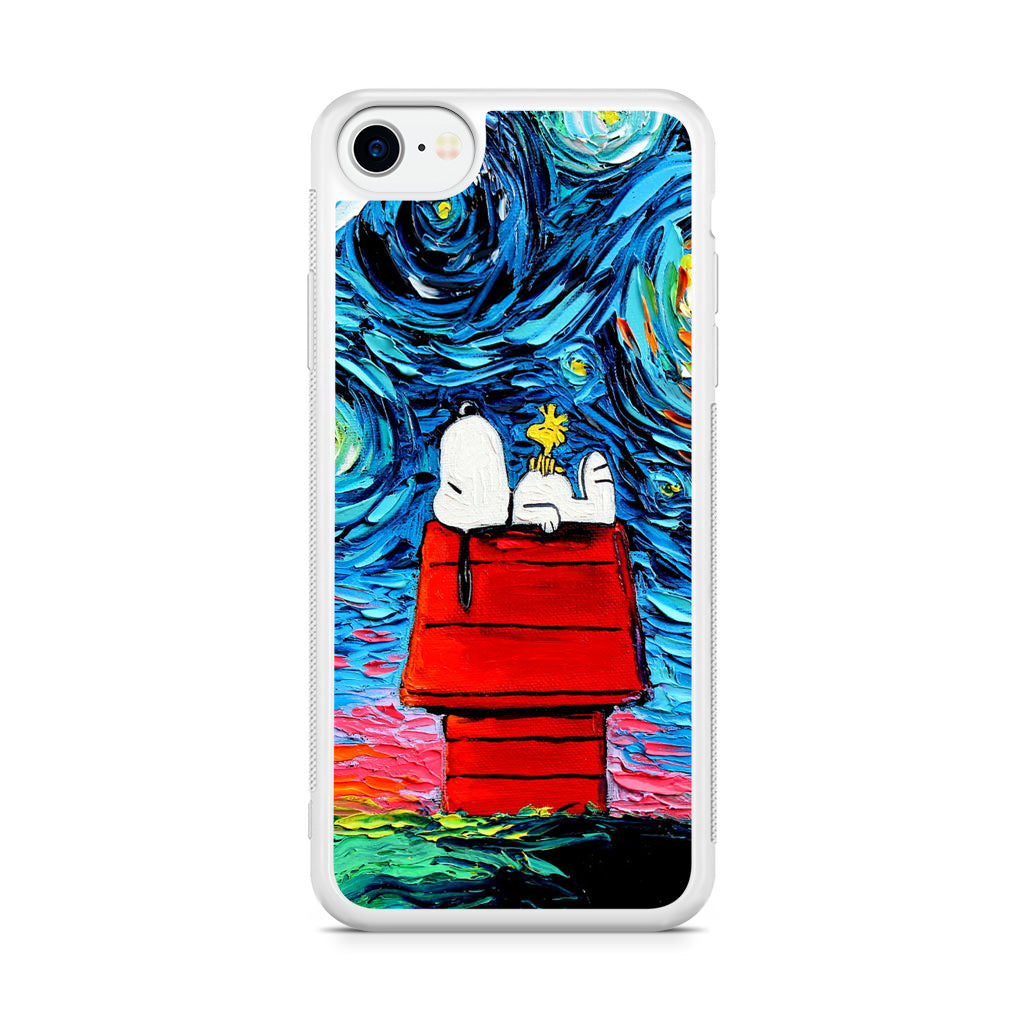 Dog Lying Under Starry Night Van Gogh iPhone SE 3rd Gen 2022 Case