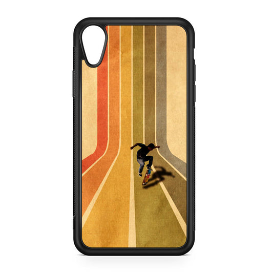 Vintage Skateboard On Colorful Stipe iPhone XR Case