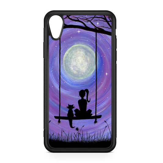 Girl Cat and Moon iPhone XR Case