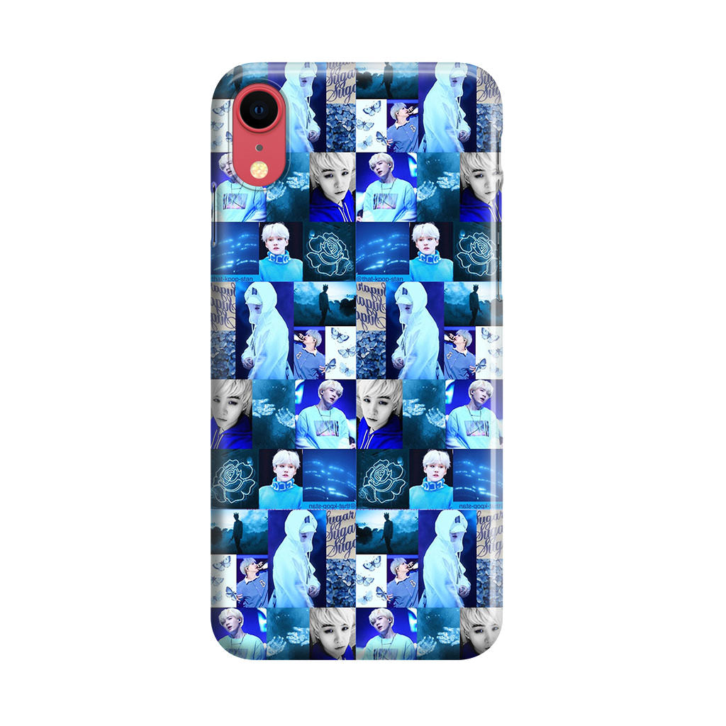 BTS Suga Blue Aesthetic Collage iPhone XR Case