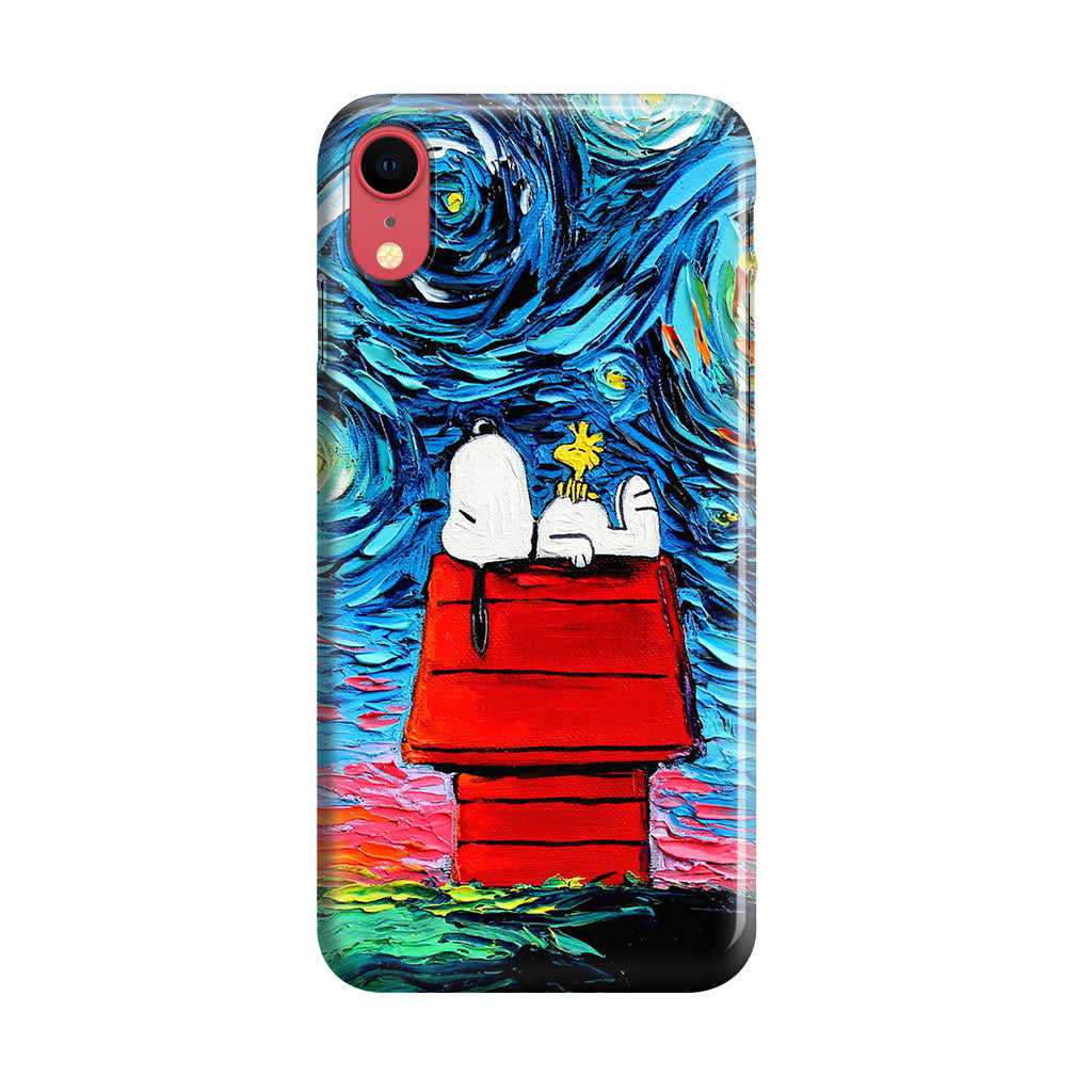 Dog Lying Under Starry Night Van Gogh iPhone XR Case