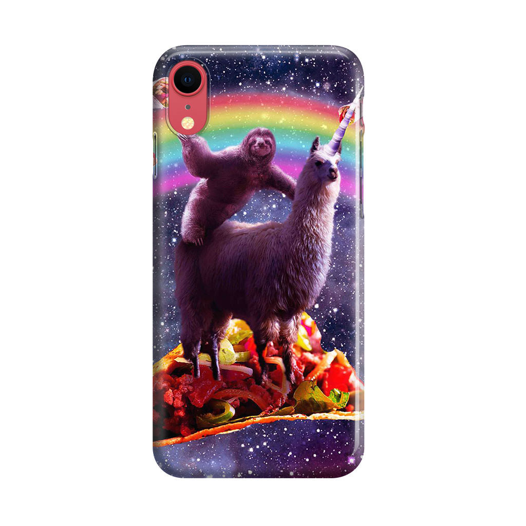 LLama And Sloth On Space iPhone XR Case