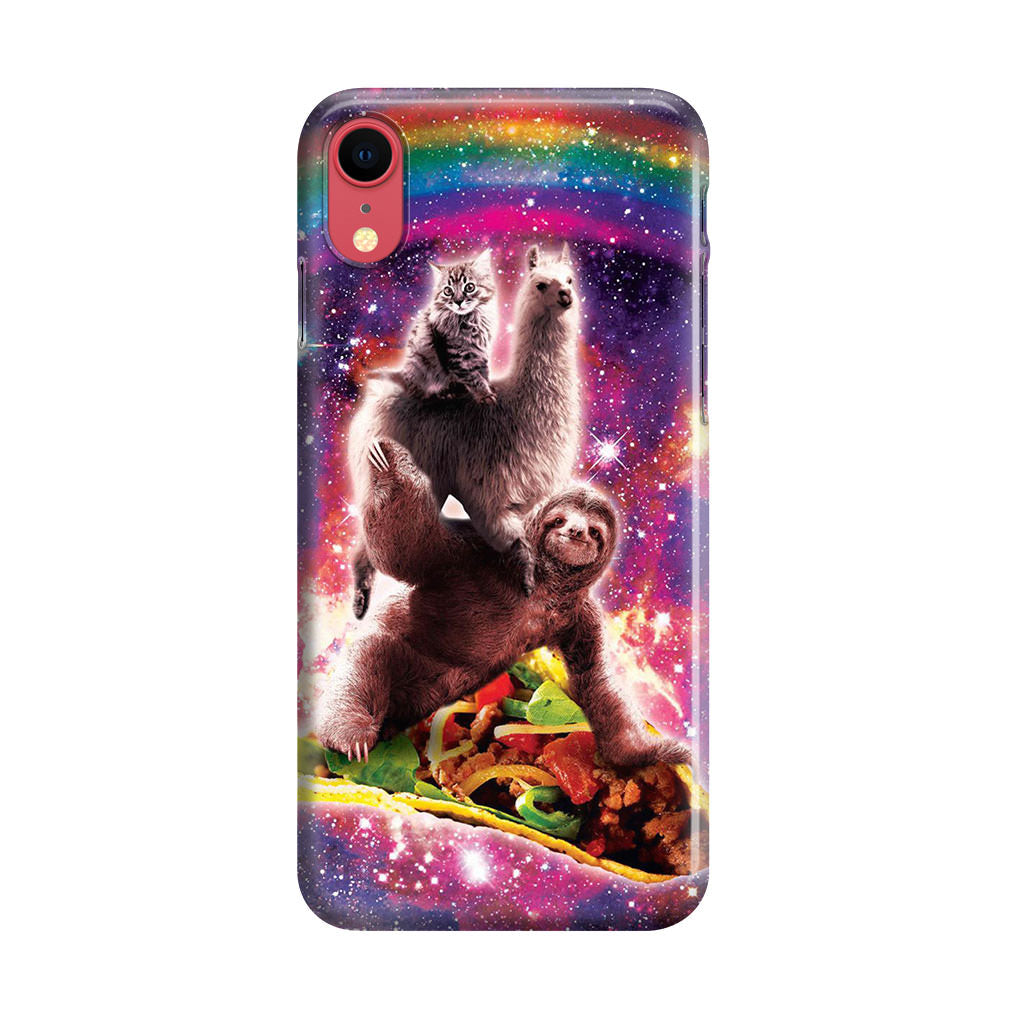 LLama Sloth And Cat Playing Together iPhone XR Case