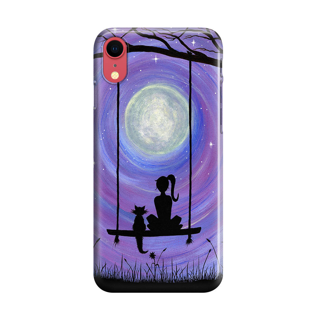 Girl Cat and Moon iPhone XR Case