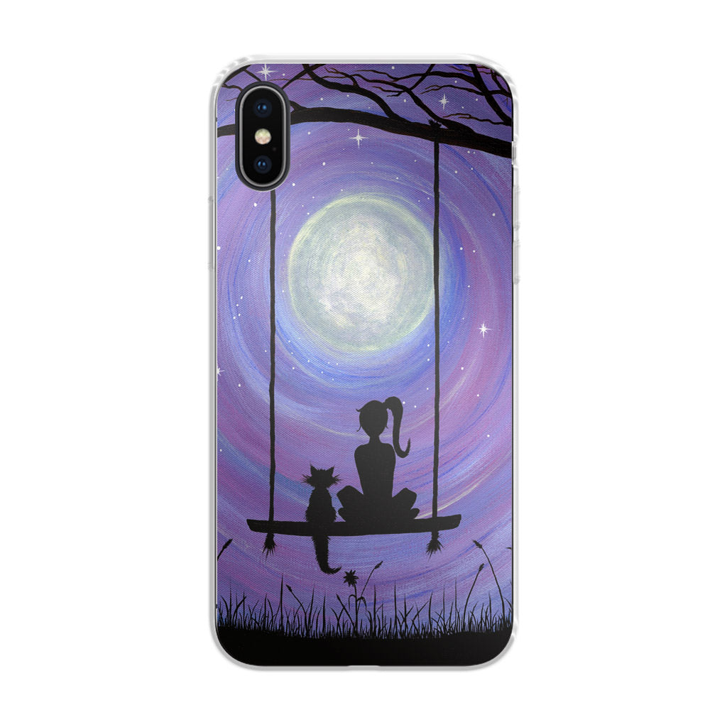 Girl Cat and Moon iPhone X / XS / XS Max Case