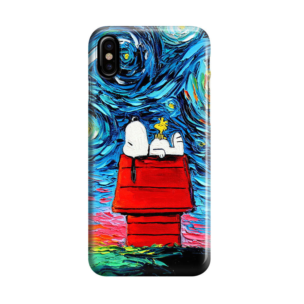 Dog Lying Under Starry Night Van Gogh iPhone X / XS / XS Max Case