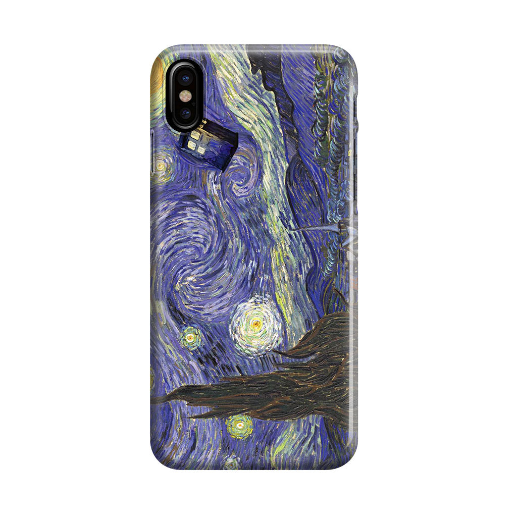 Dr Who Tardis In Van Gogh Starry Night iPhone X / XS / XS Max Case