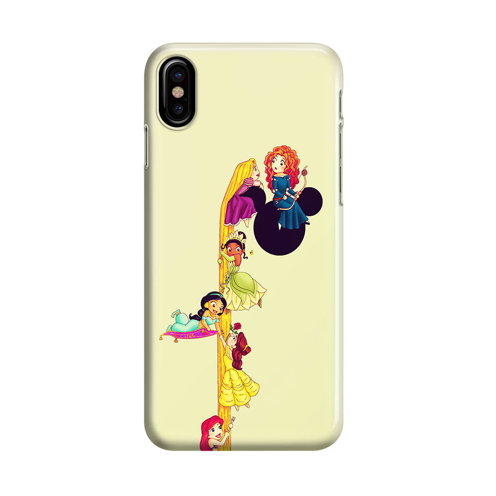 Princesses Climbing Rapunzel's Hair iPhone X / XS / XS Max Case