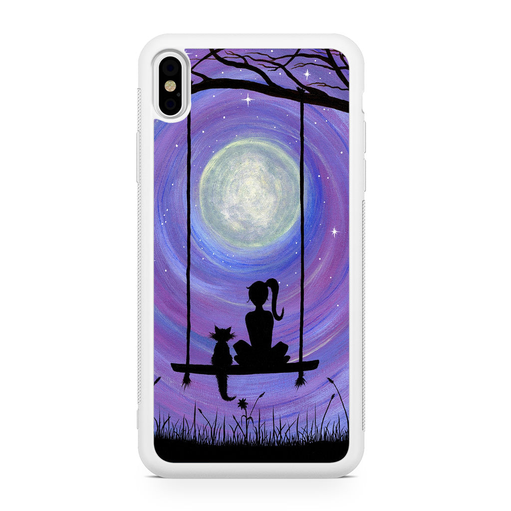 Girl Cat and Moon iPhone X / XS / XS Max Case