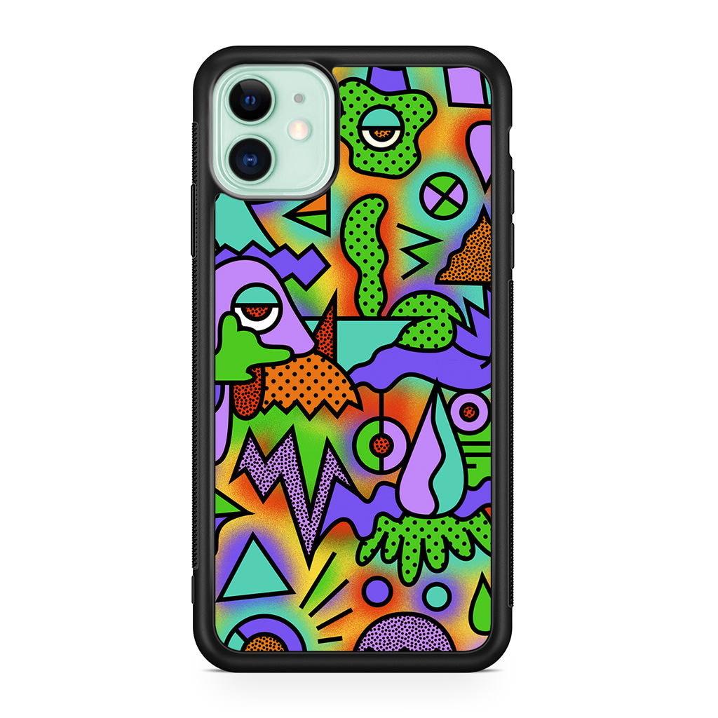 Abstract Colorful Doodle Art iPhone 11 Case