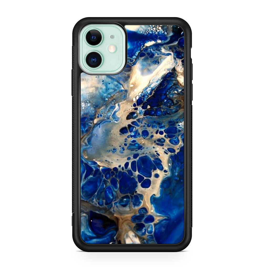 Abstract Golden Blue Paint Art iPhone 11 Case