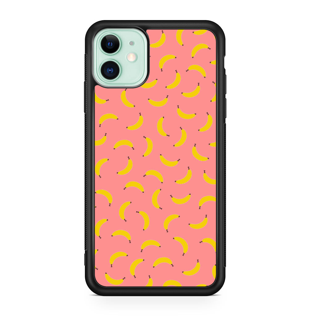 Bananas Fruit Pattern Pink iPhone 12 Case