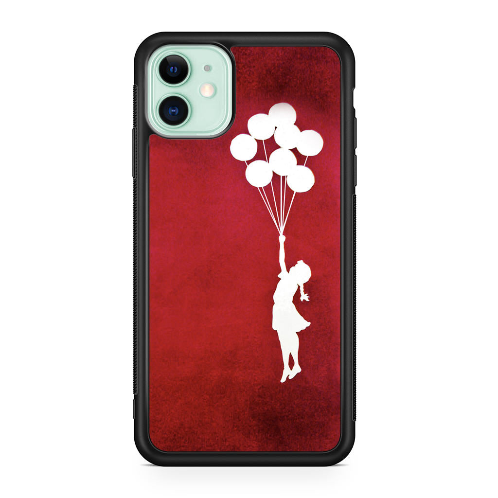 Banksy Girl With Balloons Red iPhone 11 Case