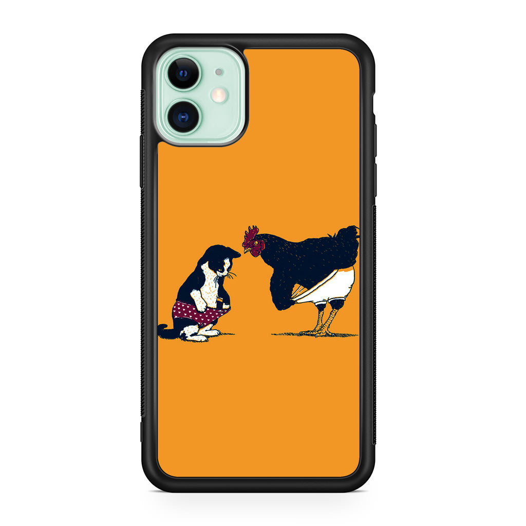 Cat Chicken Yellow Underwear Cute iPhone 12 Case