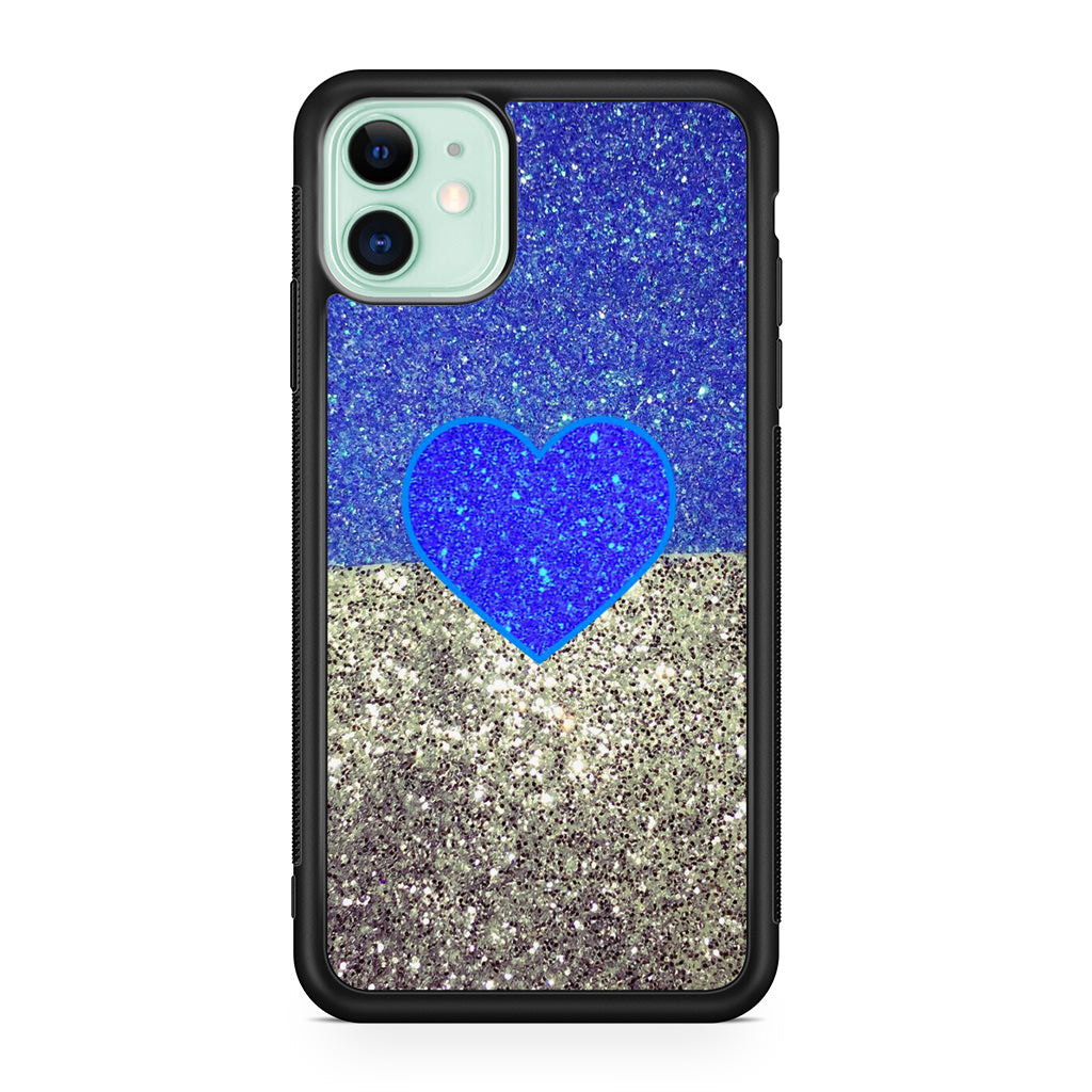 Love Glitter Blue and Grey iPhone 11 Case