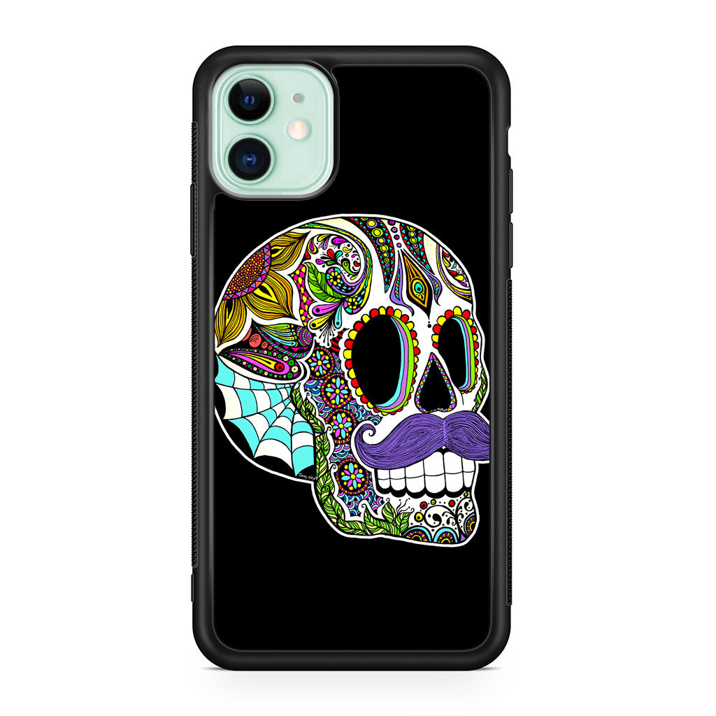 Mustache Sugar Skull iPhone 11 Case