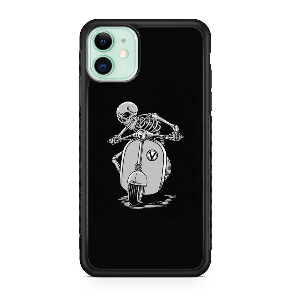 Skeleton Rides Scooter iPhone 11 Case