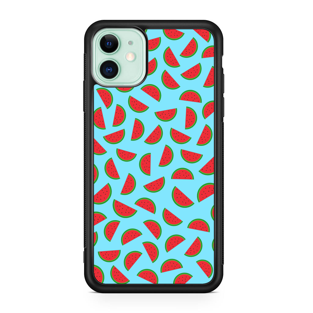 Watermelon Fruit Pattern Blue iPhone 11 Case