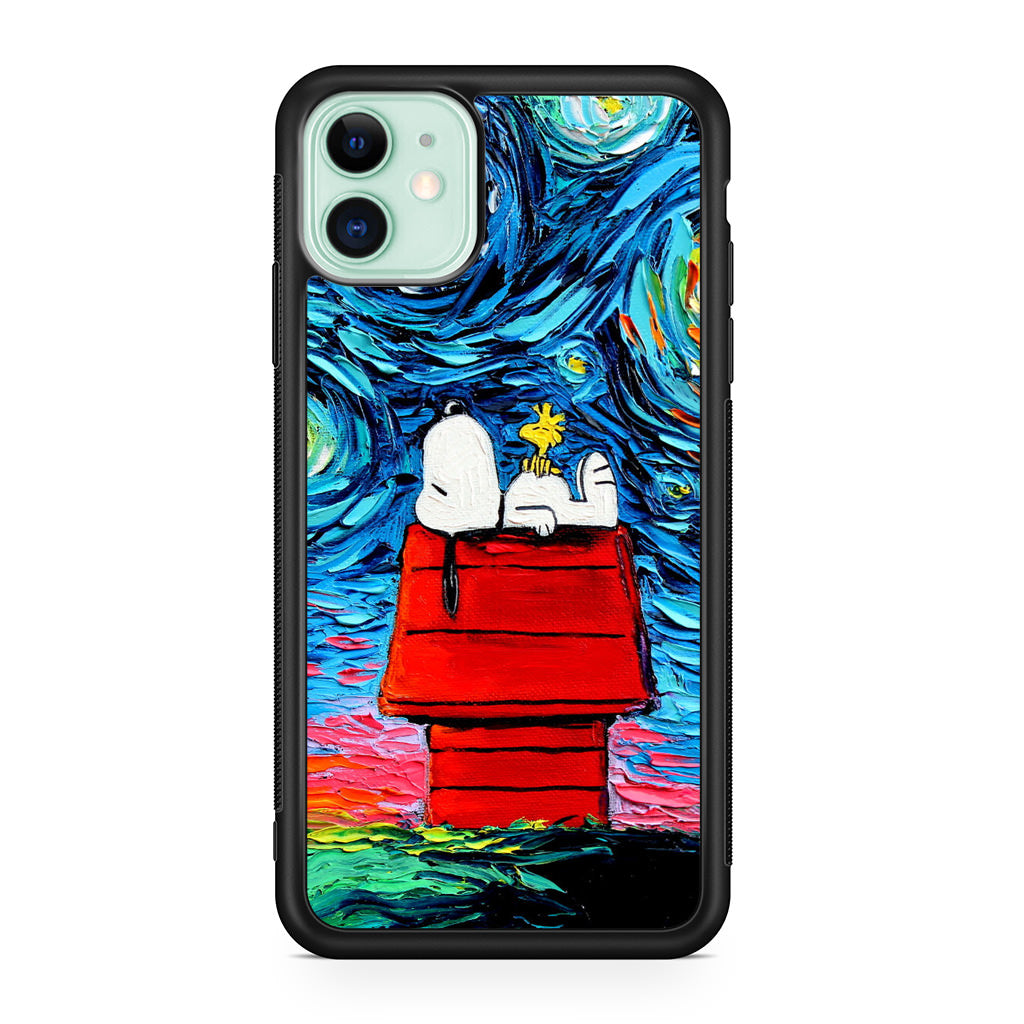 Dog Lying Under Starry Night Van Gogh iPhone 11 Case