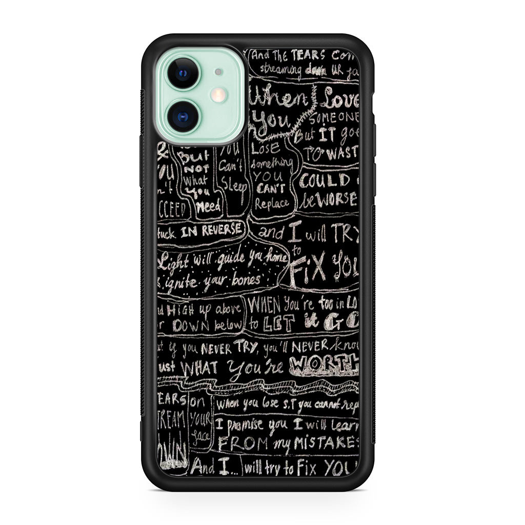 Fix You Lyrics iPhone 12 Case