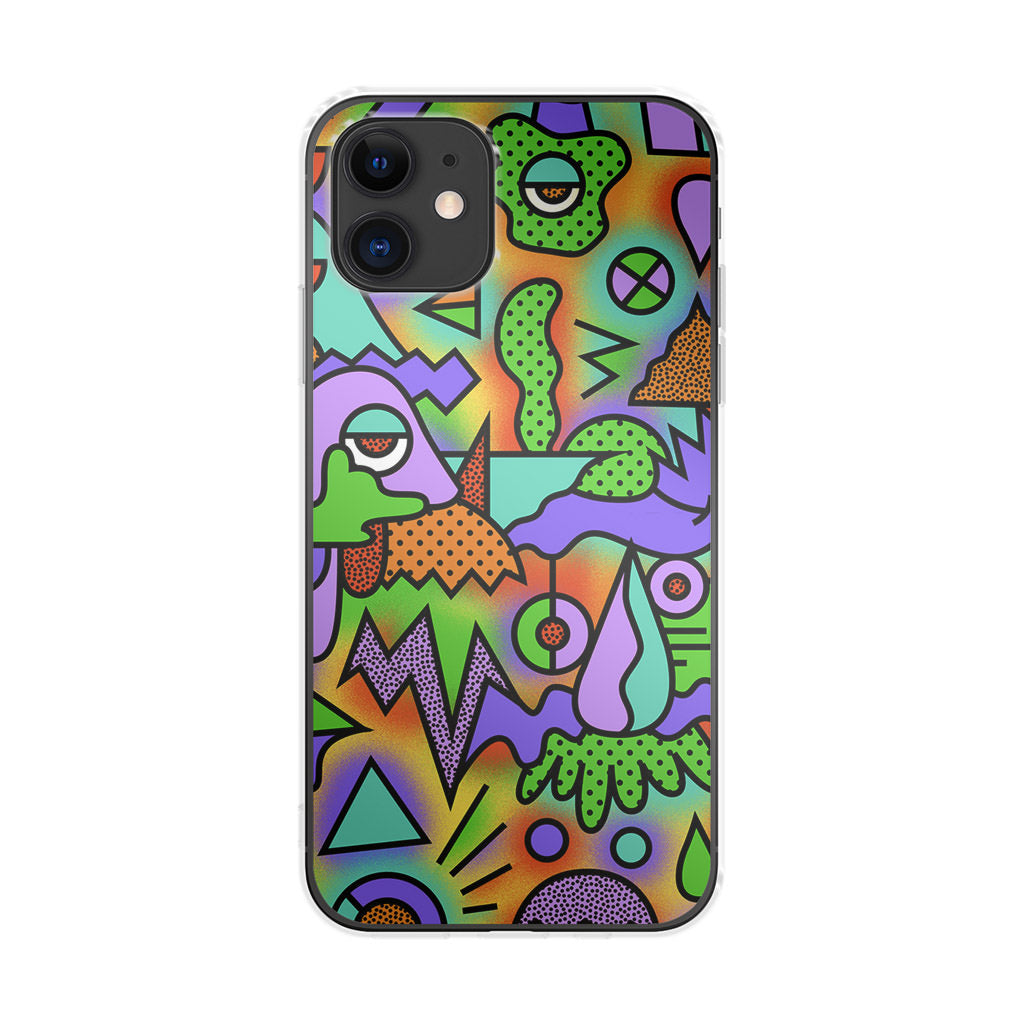 Abstract Colorful Doodle Art iPhone 12 mini Case