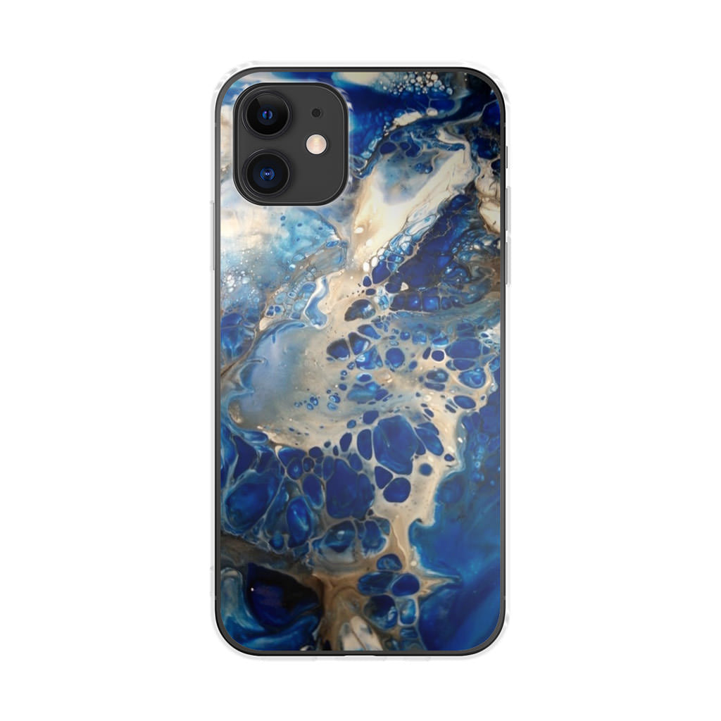 Abstract Golden Blue Paint Art iPhone 11 Case