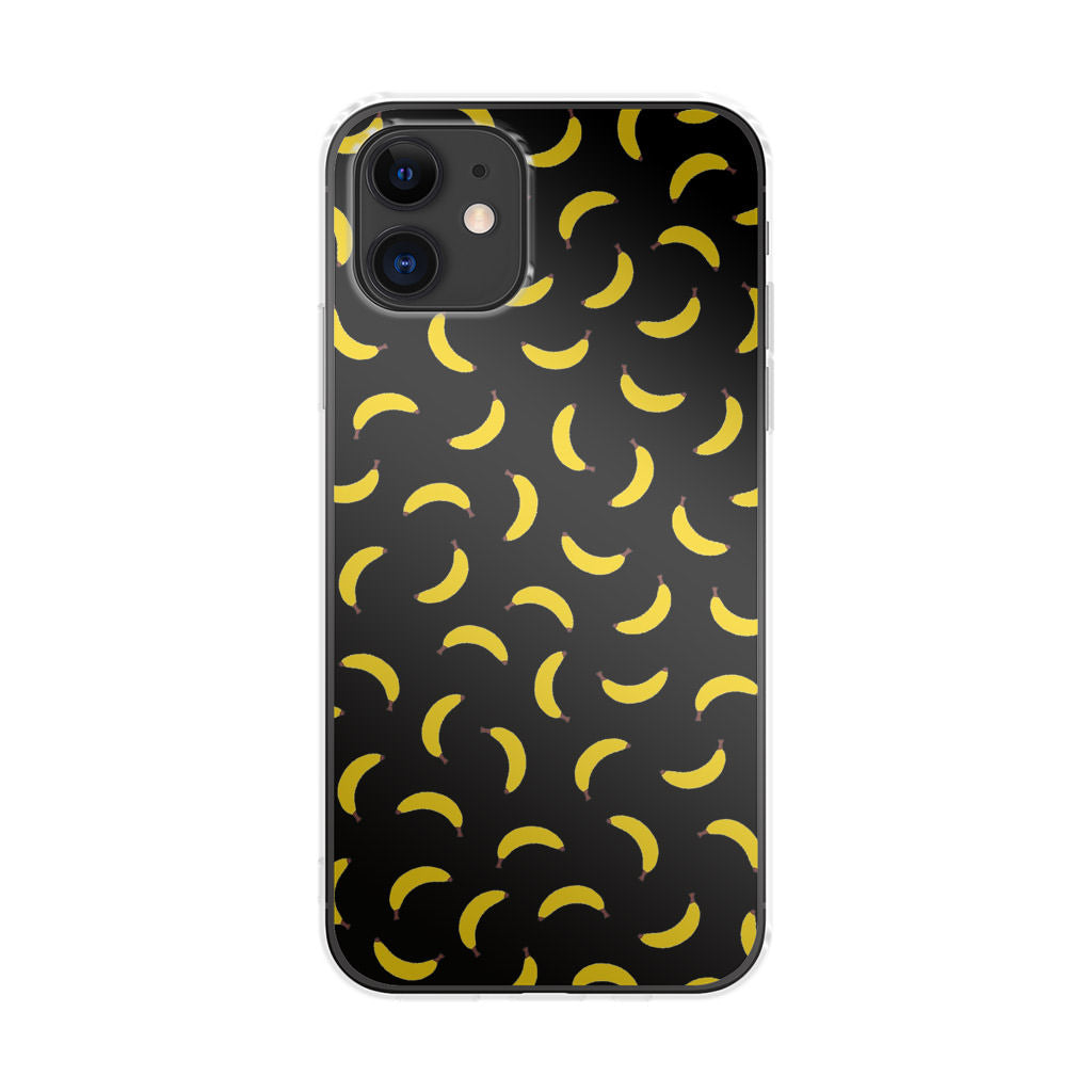 Bananas Fruit Pattern Black iPhone 12 Case
