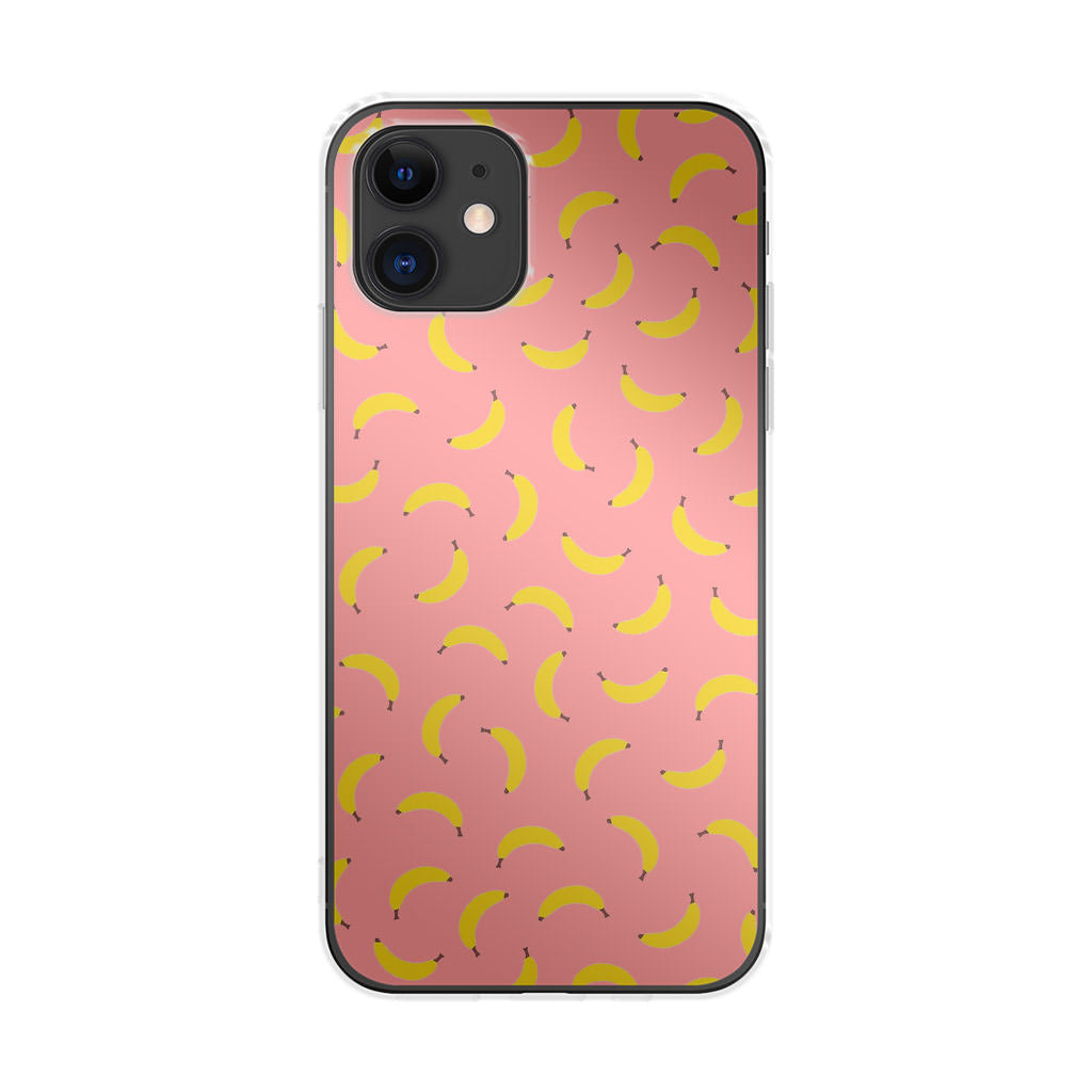 Bananas Fruit Pattern Pink iPhone 12 Case