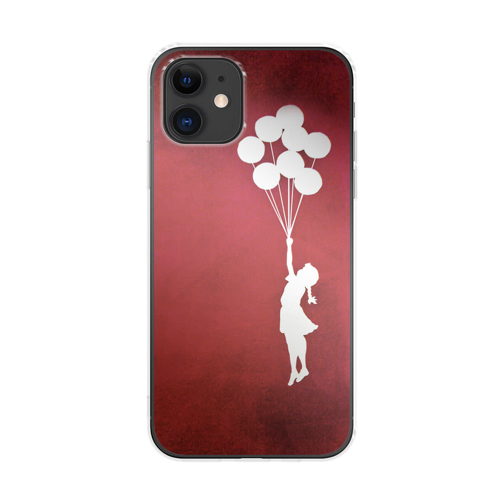 Banksy Girl With Balloons Red iPhone 11 Case