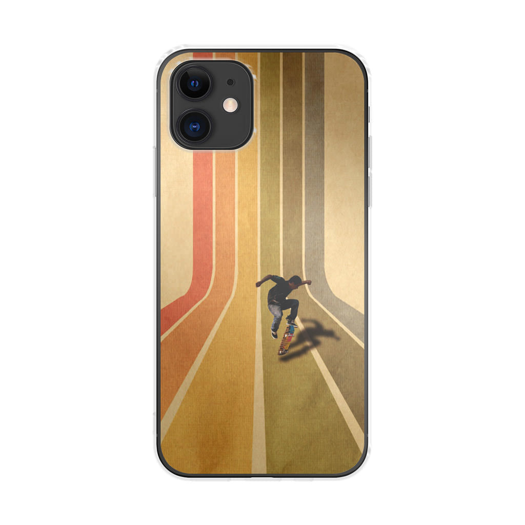 Vintage Skateboard On Colorful Stipe Runway iPhone 11 Case