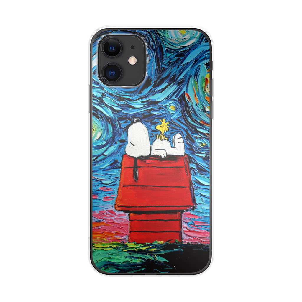 Dog Lying Under Starry Night Van Gogh iPhone 12 Case