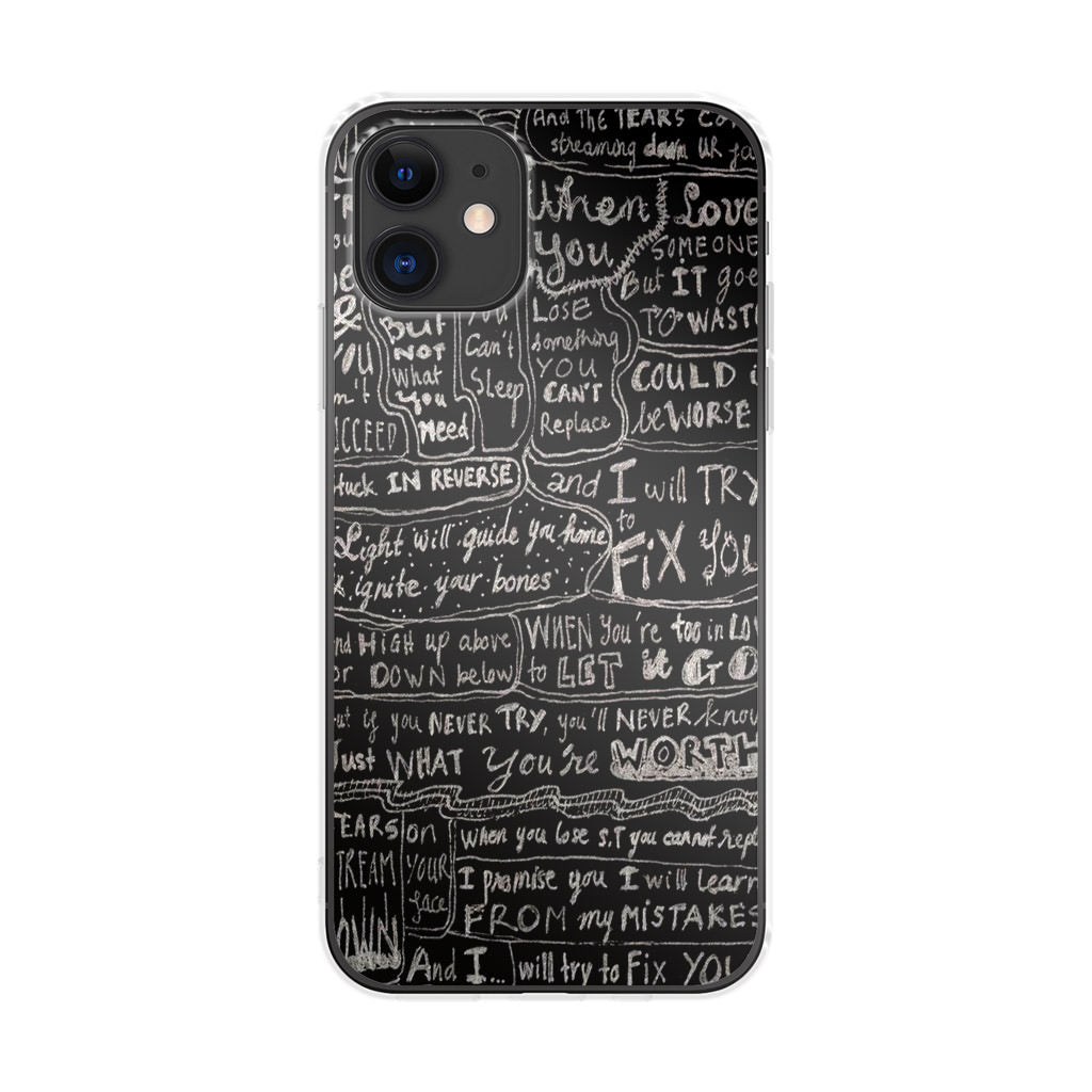 Fix You Lyrics iPhone 12 Case