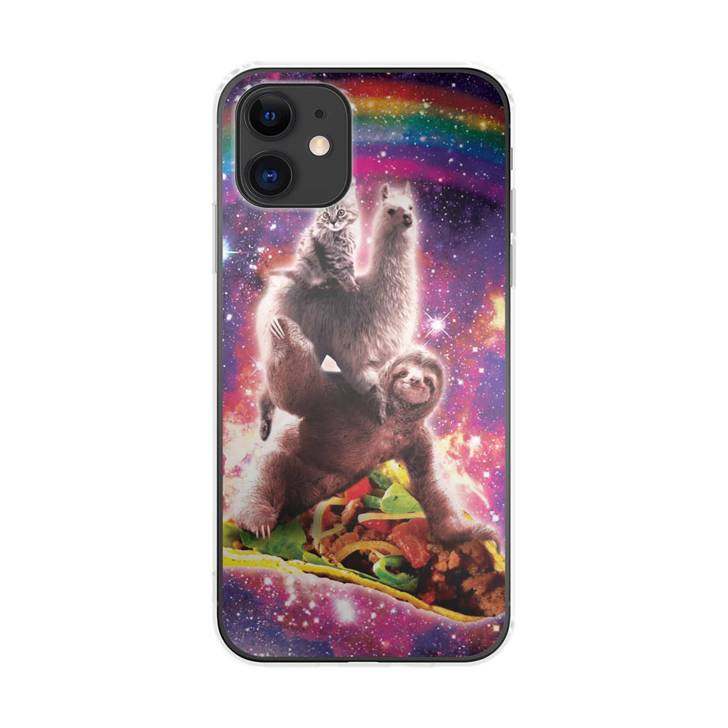 LLama Sloth And Cat Playing Together iPhone 11 Case