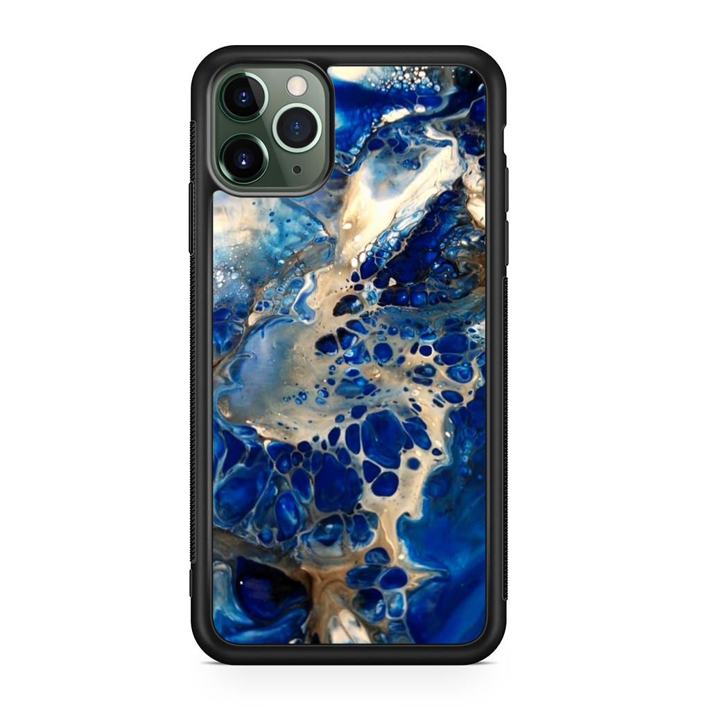 Abstract Golden Blue Paint Art iPhone 11 Pro Max Case