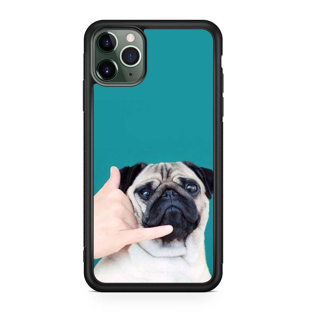 Pug is on the Phone iPhone 11 Pro Case