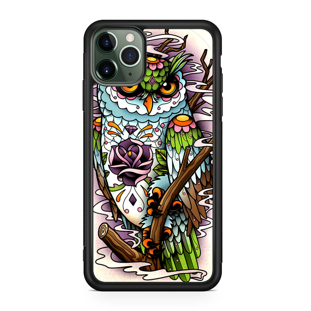 Sugar Skull Owl Tattoo iPhone 11 Pro Max Case