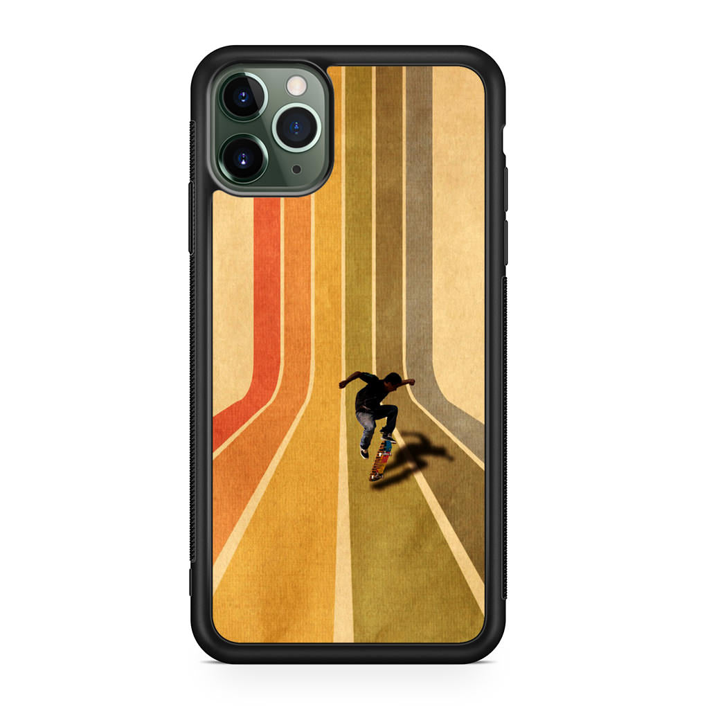 Vintage Skateboard On Colorful Stipe Runway iPhone 11 Pro Max Case