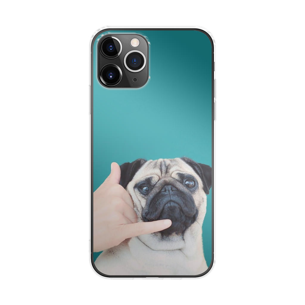 Pug is on the Phone iPhone 11 Pro Case