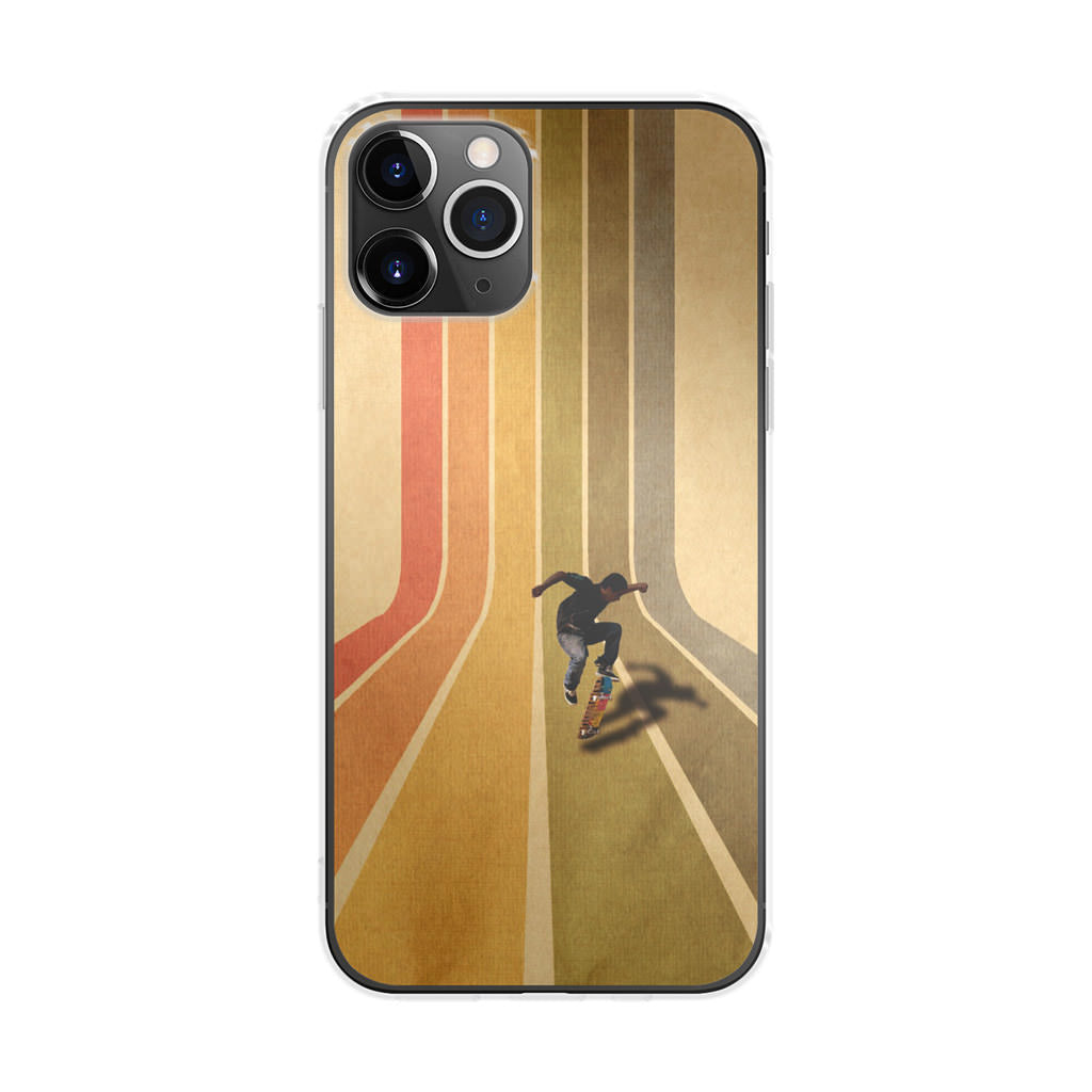 Vintage Skateboard On Colorful Stipe Runway iPhone 11 Pro Case