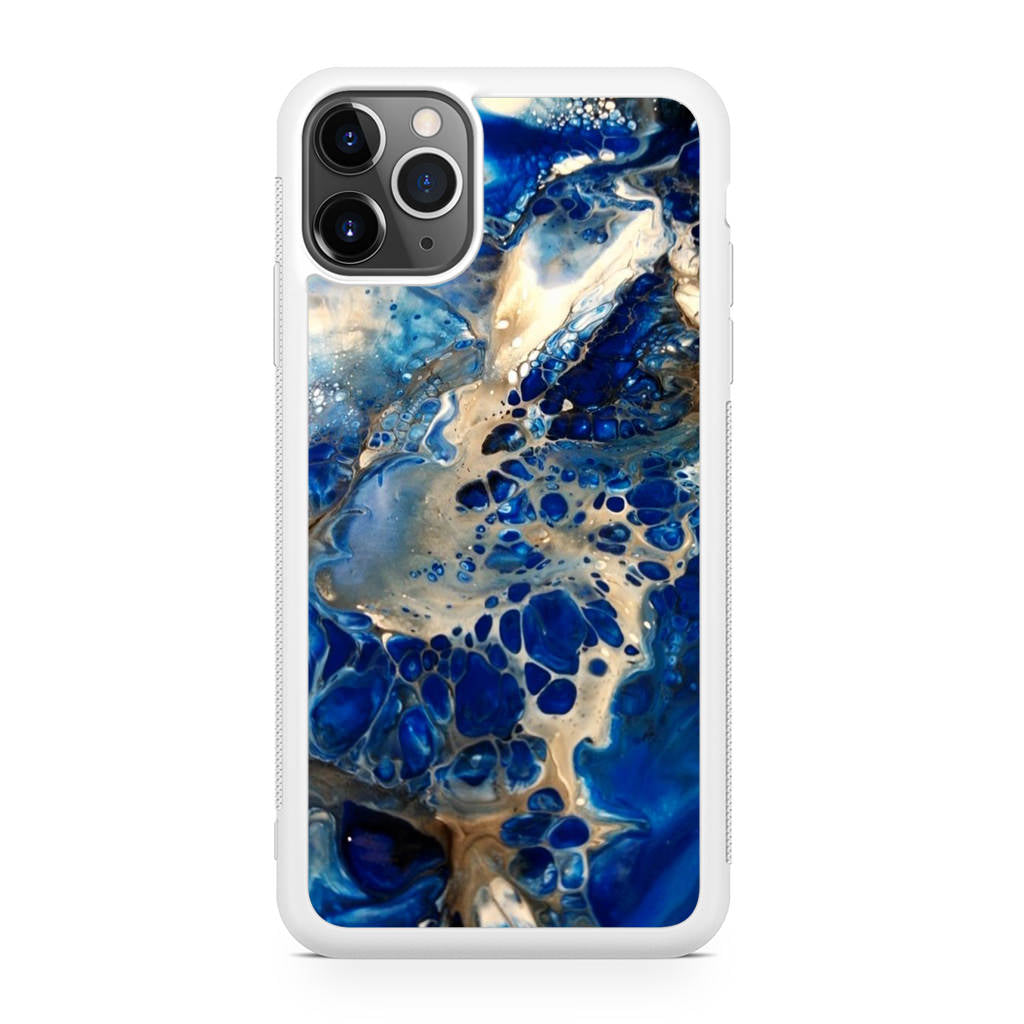 Abstract Golden Blue Paint Art iPhone 11 Pro Case