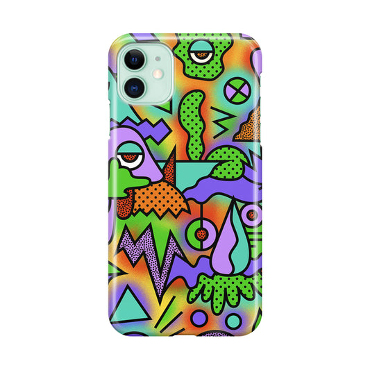Abstract Colorful Doodle Art iPhone 11 Case